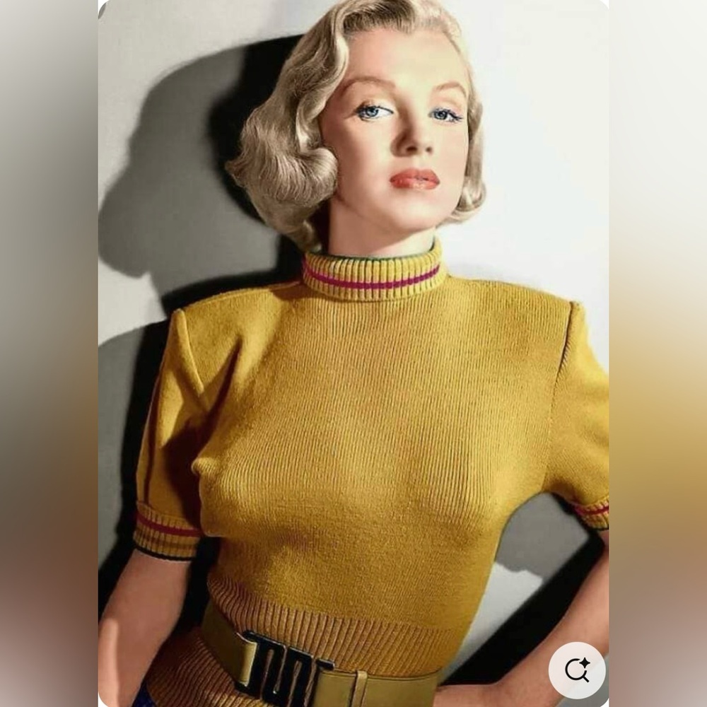 VNTG 100% Pure Cashmere Marilyn Monroe Style Soft Yellow Short Sleeve Top S - Picture 6 of 8
